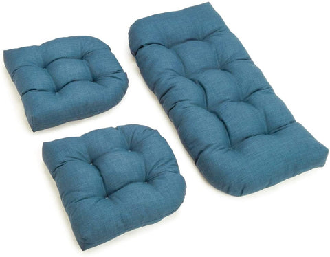 Oakestry 3-Piece Solid-Color Settee Replacement Cushion Set Sea Blue