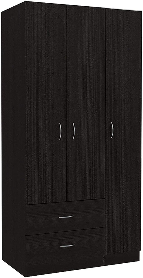 Oakestry Austral Collection 3 Door Armoire/Closet/Wardrobe/Storage Cabinet/Organizer with 2 Drawers, 5 Concealed Shelves and Cloth Rod Great for Storage