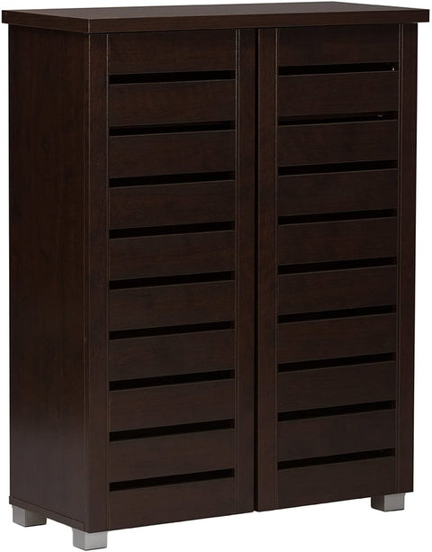 Oakestry Oakestry Adalwin Modern and Contemporary 2-Door Dark Brown Wooden Entryway Shoes Storage Cabinet