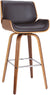 Oakestry Tyler 30&#34; Bar Height Swivel Brown Faux Leather and Walnut Wood Bar Stool