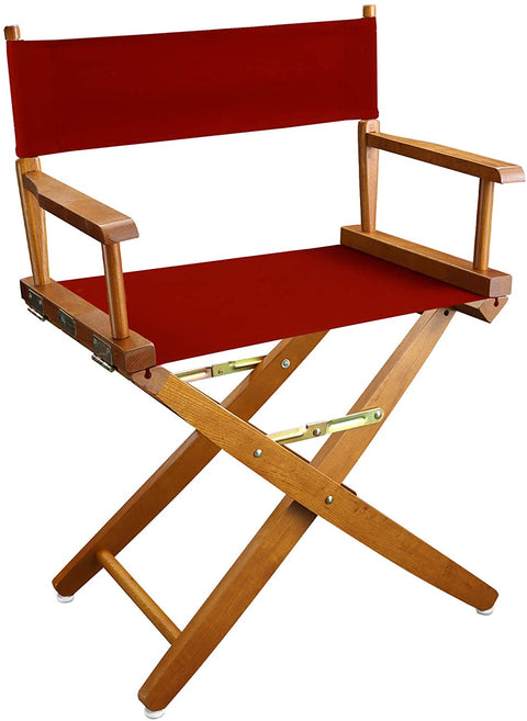 Extra-Wide Premium 18 Directors Chair Mission Oak Frame W/Red Color Cover