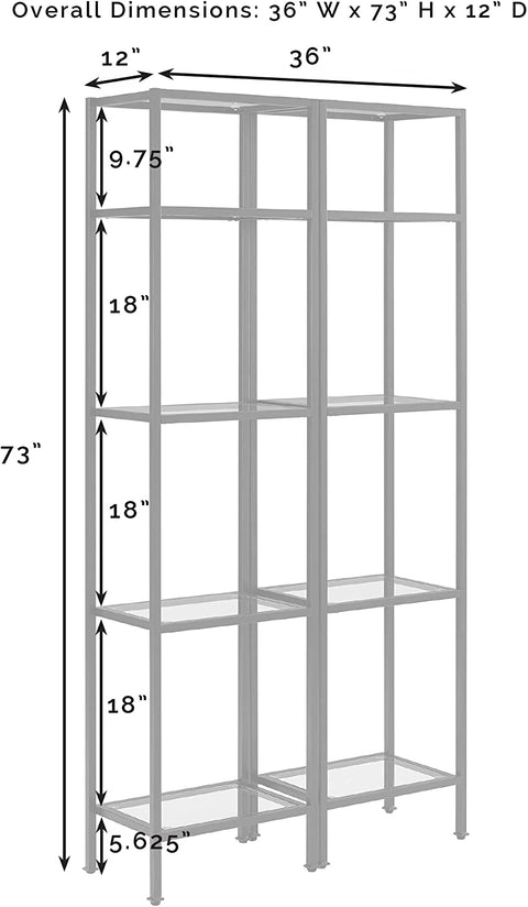 Oakestry Aimee Narrow Etagere Set, Gold and Glass