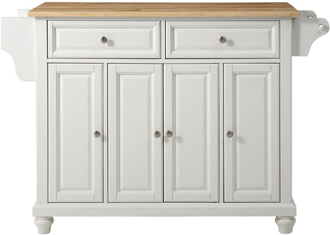 Oakestry Cambridge Kitchen Island with Natural Wood Top - White