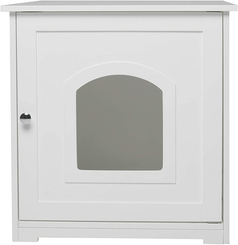 Oakestry Kitty Litter Loo Indoor Hidden Litter Box Enclosure Furniture, Litter Box Cabinet with Framed Panels and Arched Doorways