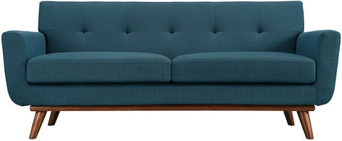 Oakestry Engage Mid-Century Modern Upholstered Fabric Loveseat in Azure