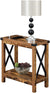 Oakestry Durango Chairside Table with Charging Station and Shelf, Barnwood/Black