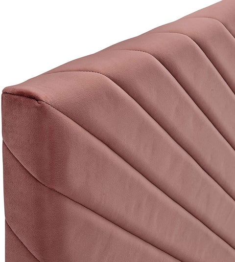 Oakestry Alyson Angular Channel Tufted Performance Velvet Full/Queen Headboard in Dusty Rose