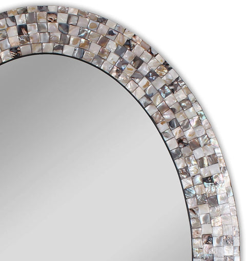 Oakestry CH8M103BS36-VOV Reflection Vertical Hanging Seashell Finish Oval Framed Wall Mirror 35&#34; Height,Multicolor