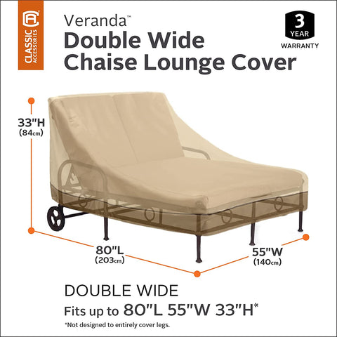 Oakestry 55-464-011501-00 Veranda Double Wide Patio Chaise Lounge Cover