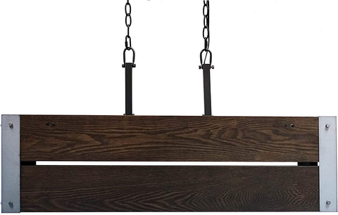 Oakestry 4-Light Modern Farmhouse Island Chandelier with Dark Stained Wood Shade and Metal Accents