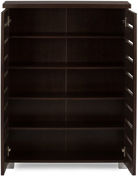 Oakestry Oakestry Adalwin Modern and Contemporary 2-Door Dark Brown Wooden Entryway Shoes Storage Cabinet