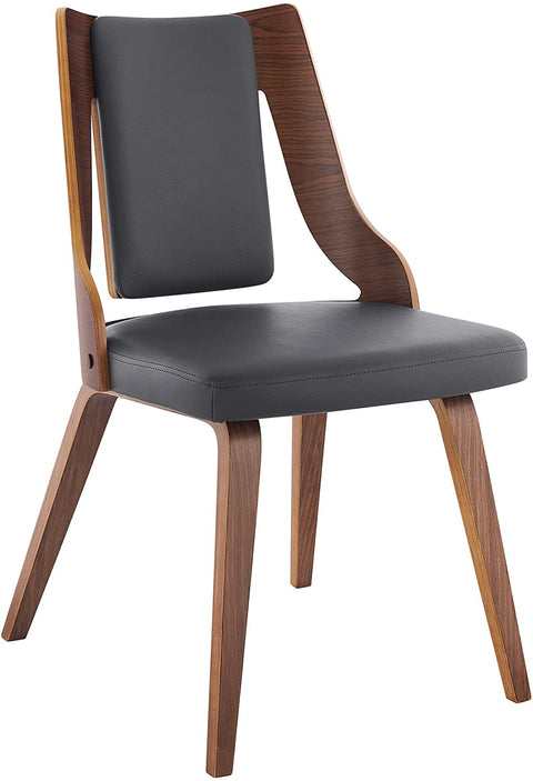 Oakestry Aniston Faux Leather Wood Dining Chairs-Set of 2, 19&#34; Seat Height, Gray/Walnut