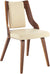 Oakestry Aniston Faux Leather Wood Dining Chairs-Set of 2, Cream/Walnut