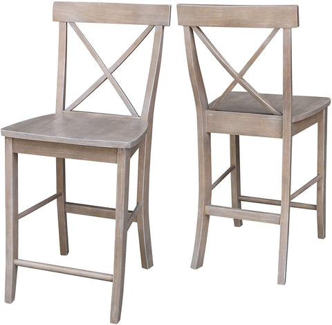 Oakestry X-Back Counterheight Stool-24 Seat Height Stool, Gray