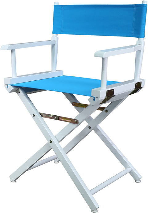 18 Directors Chair White Frame-Turquoise Canvas
