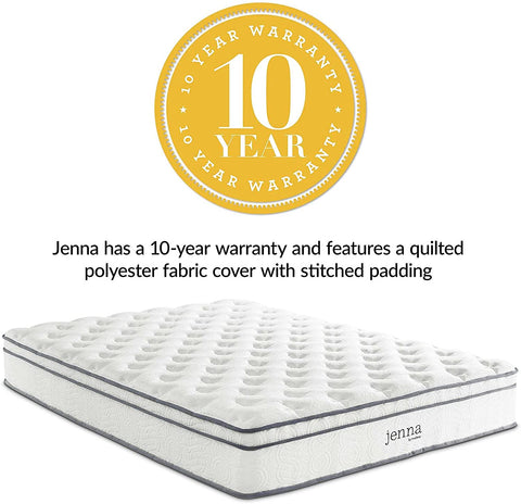 Oakestry enna 10” Innerspring and Memory Foam California King Mattress With Individually Encased Coils, White