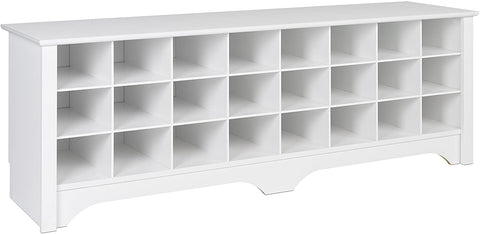Oakestry 24 Pair Shoe Storage Cubby Bench, White