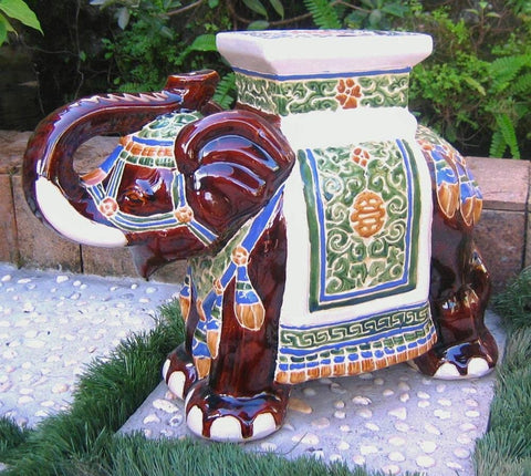 Oakestry Furniture Piece Large Porcelain Elephant Stool