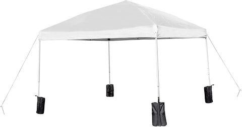 Oakestry 10&#39;x10&#39; White Pop Up Event Straight Leg Canopy Tent with Sandbags and Wheeled Case