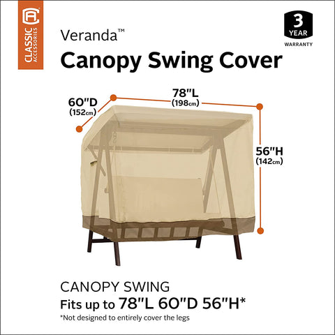 Oakestry Veranda Water-Resistant 78 Inch Canopy Swing Cover