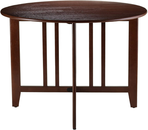 Oakestry 5-Piece Alamo Round Drop Leaf Table with 4 Hamilton Ladder Back, Brown