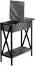 Oakestry Tucson Flip Top End Table with Charging Station and Shelf, Gray Marble/Black