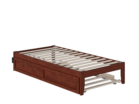 Oakestry Colorado Bed with USB Turbo Charger and Twin Trundle, Walnut
