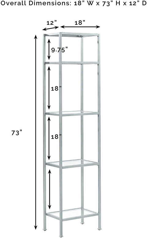 Oakestry Aimee Narrow Etagere Bookcase - Gold and Glass