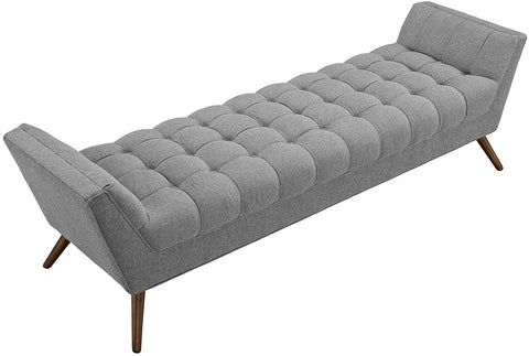 Oakestry Response Mid-Century Modern Bench Large Upholstered Fabric in Expectation Gray