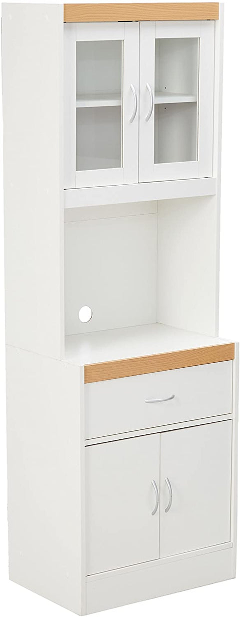 Hodedah Kitchen Cabinet with 1-Drawer plus Space for Microwave in White