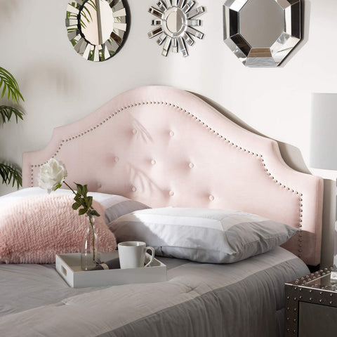 Oakestry Cora Modern and Contemporary Light Pink Velvet Fabric Upholstered Full Size Headboard