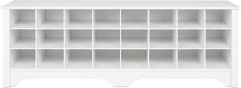 Oakestry 24 Pair Shoe Storage Cubby Bench, White