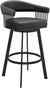 Oakestry Bronson 25&#34; Counter Height Swivel Bar Stool in Black Finish and Black Faux Leather