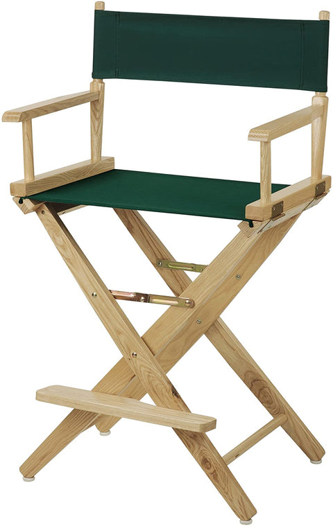 Oakestry Extra-Wide Premium 24&#34; Director&#39;s Chair Natural Frame with Hunter Green Canvas, Counter Height