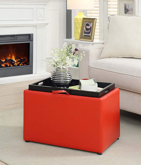 Oakestry Designs4Comfort Accent Storage Ottoman, Bright Red