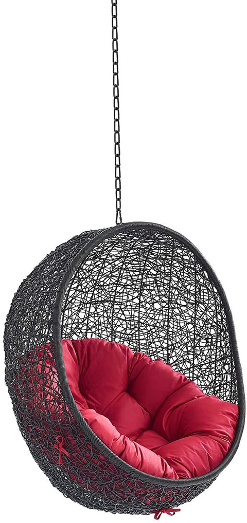 Oakestry EEI-3636-BLK-RED Encase Swing Outdoor Patio Lounge Chair Without Stand, Black Red