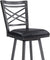 Oakestry Fargo 26&#34; Faux Leather Swivel Kitchen Barstool in Black and Mineral Finish