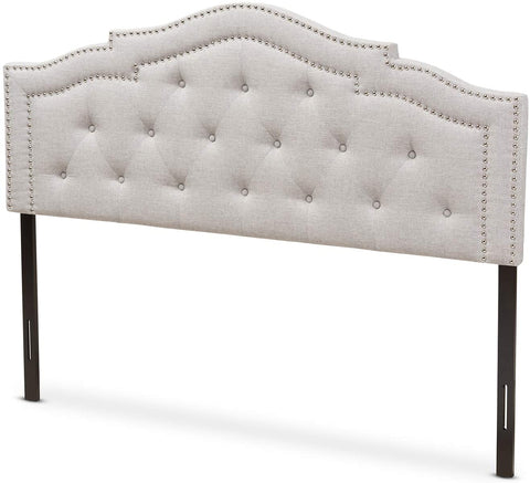 Oakestry Edith Modern and Contemporary Greyish Beige Fabric Full Size Headboard/Full/Contemporary/Beige/Fabric Polyester 100%&#34;/LVL/Foam