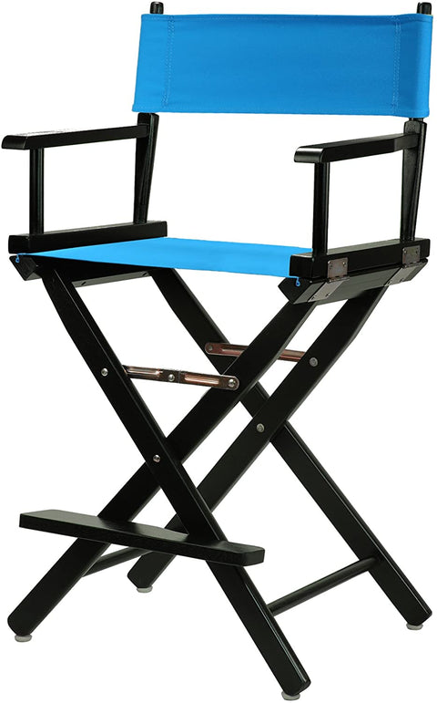 24 Directors Chair Black Frame-Turquoise Canvas