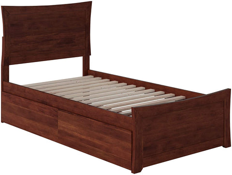 Oakestry Metro Platform Bed with 2 Urban Bed Drawers, Twin XL, Walnut