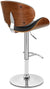 Oakestry Naples Swivel Barstool in Black Faux Leather, Walnut Wood and Chrome Finish