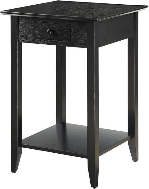 Oakestry American Heritage End Table with Drawer and Shelf, Black