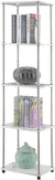 Oakestry No Tools 5-Tier Tower, Faux White Marble/Chrome
