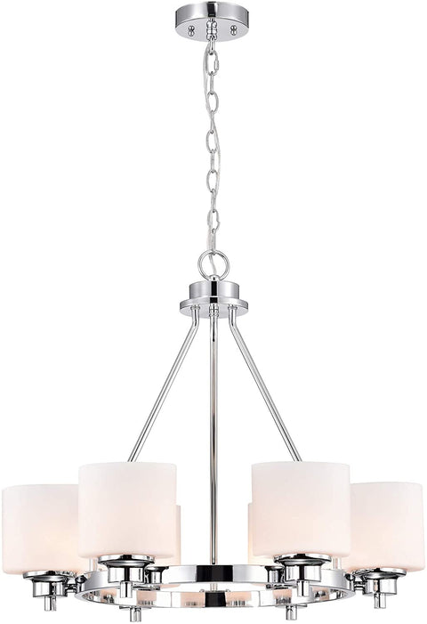 Oakestry CH21036CM24-UC6 Solbi Contemporary 6 Light Large Chandelier Ceiling Fixture 24&#34; Wide, Chrome