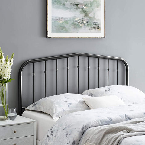 Oakestry Lennon Modern Farmhouse Metal King Headboard in Black