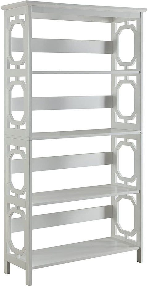 Oakestry Omega 5 Tier Bookcase, White
