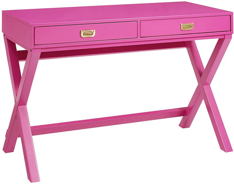 Oakestry PG138RSP01U Oakestry Home Decor Peggy Raspberry Pink Writing Desk Desk, Raspberry Pink, 44&#34;W x 20&#34;D x 30&#34;H