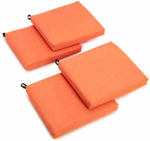 Oakestry Solid Outdoor Spun Polyester Chair Cushions Set, Set of 4, 20&#34; x 19&#34;, Tangerine Dream