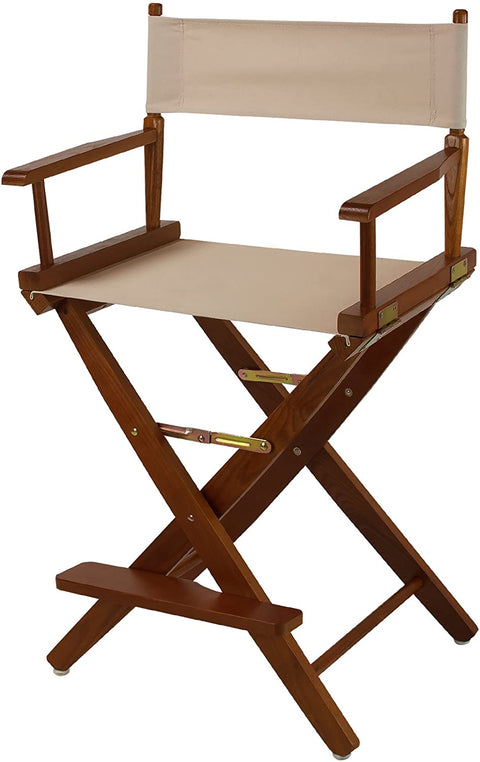 Oakestry Extra-Wide Premium 24&#34; Director&#39;s Chair Mission Oak Frame with Natural Canvas, Counter Height