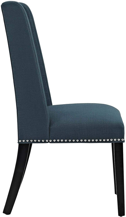 Oakestry Baron Modern Tall Back Wood Upholstered Fabric Four Dining Chairs in Azure